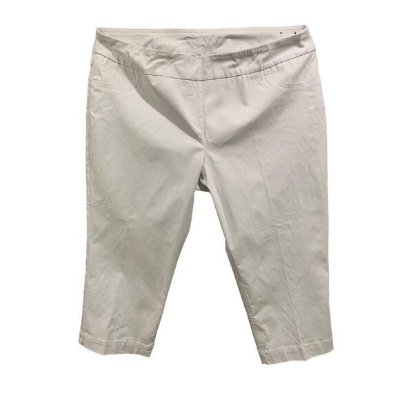Size 20W Slim-Sation Womens Off White Pull On Pants Crop Capri Stretch Fabric - Picture 3 of 8
